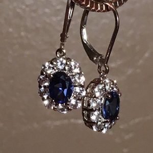 BLUE & WHITE SAPPHIRE EARRINGS IN STERLING 925